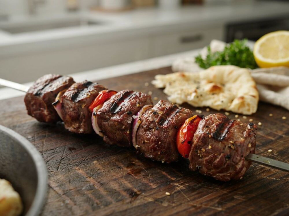 kebab z wołowiny na talerzu